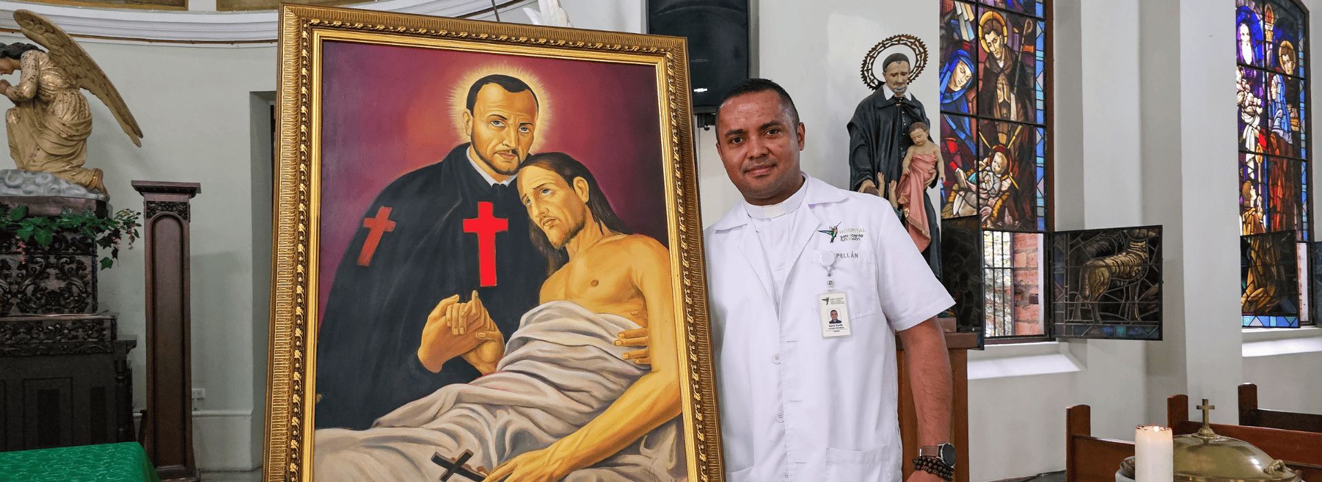 Banner Acompañar humaniza la vida: legado y testimonio de San Camilo de Lellis 